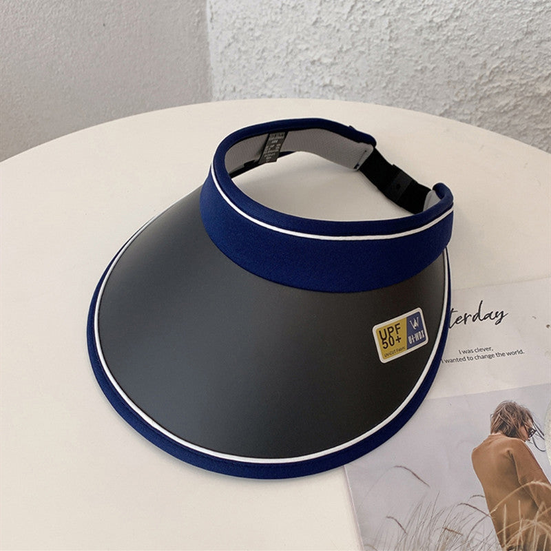 Women Summer Anti-Uv Sun Hat Wide Brim Beach Empty Top Visor Hats Adjustable Plastic Pvc Sunscreen Cap Female Outdoor Sports Cap