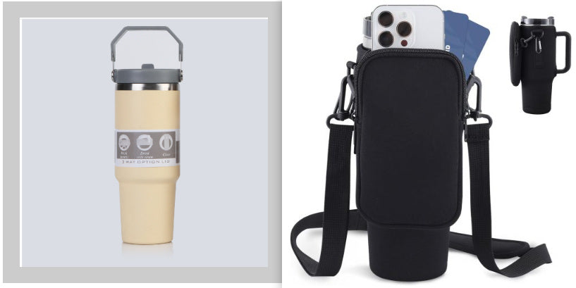 Insulated Stainless Steel Water Bottle – Travel Sports Tumbler with Handle