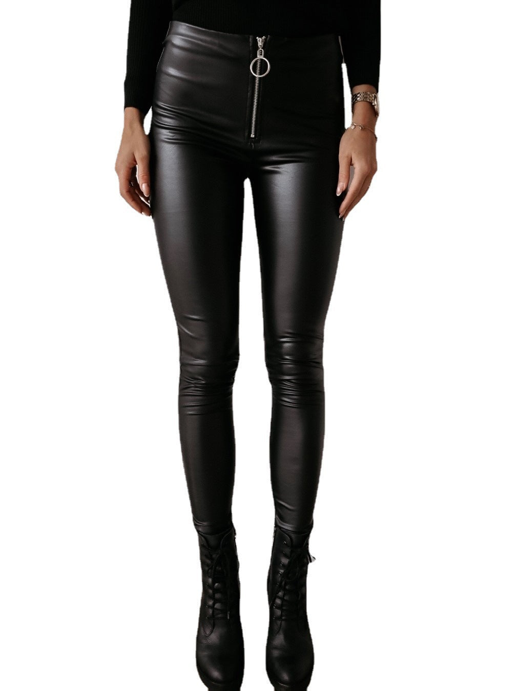 Women’s PU Leather Pants – Sexy High-Waist Skinny Faux Leather Leggings, Stretch