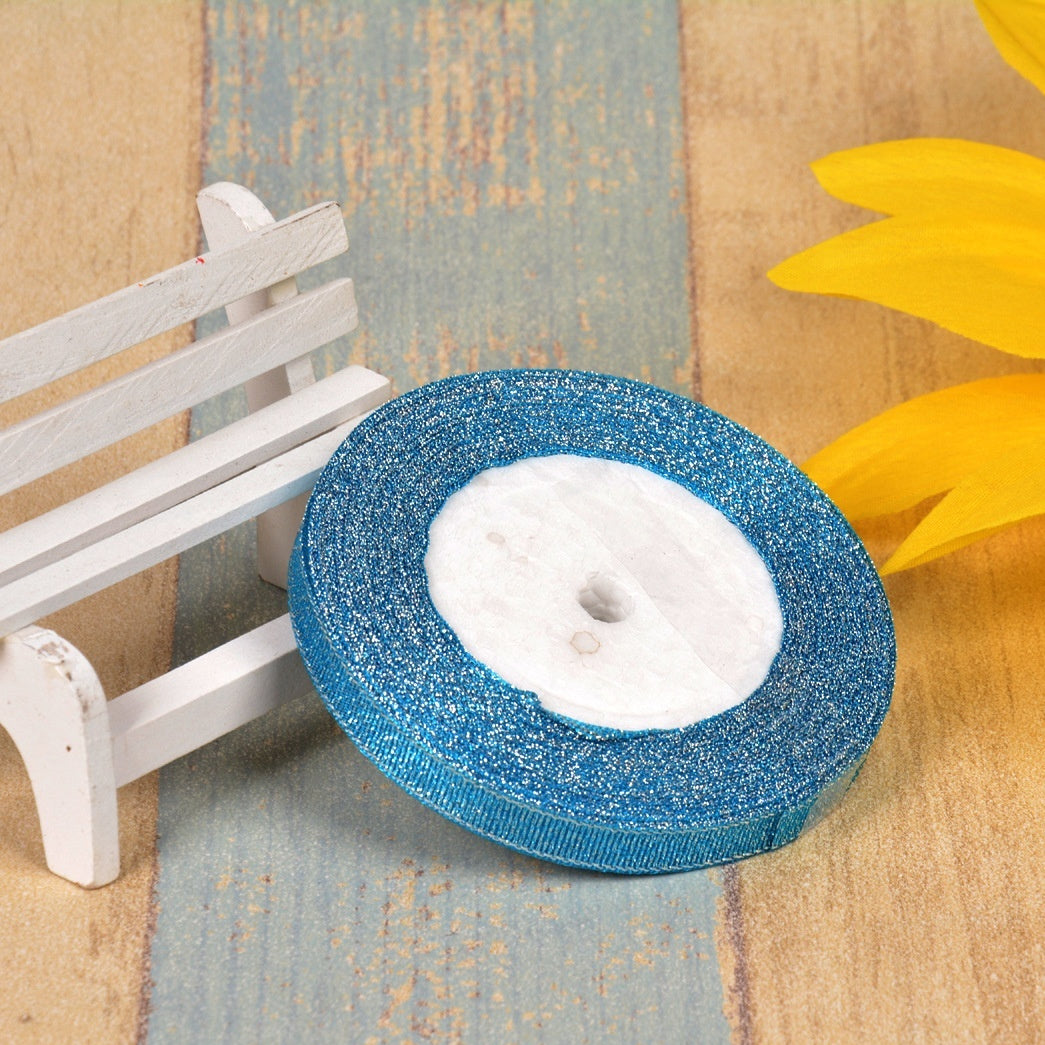 Silk And Polyester Ribbon With Silver Wire For Gift Wrap