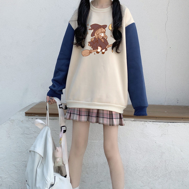 Cute Oversize Sweater Women Loose Plus Velvet Padded Jacket