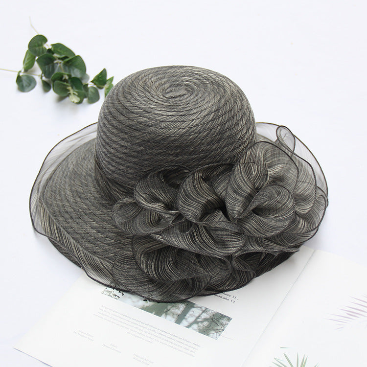 Women's Korean Lace Organza Wide Brim Foldable Sun Hat