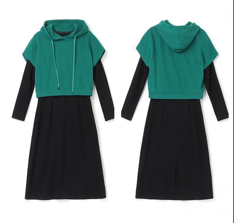 Women's Contrast Color Two-piece Dress