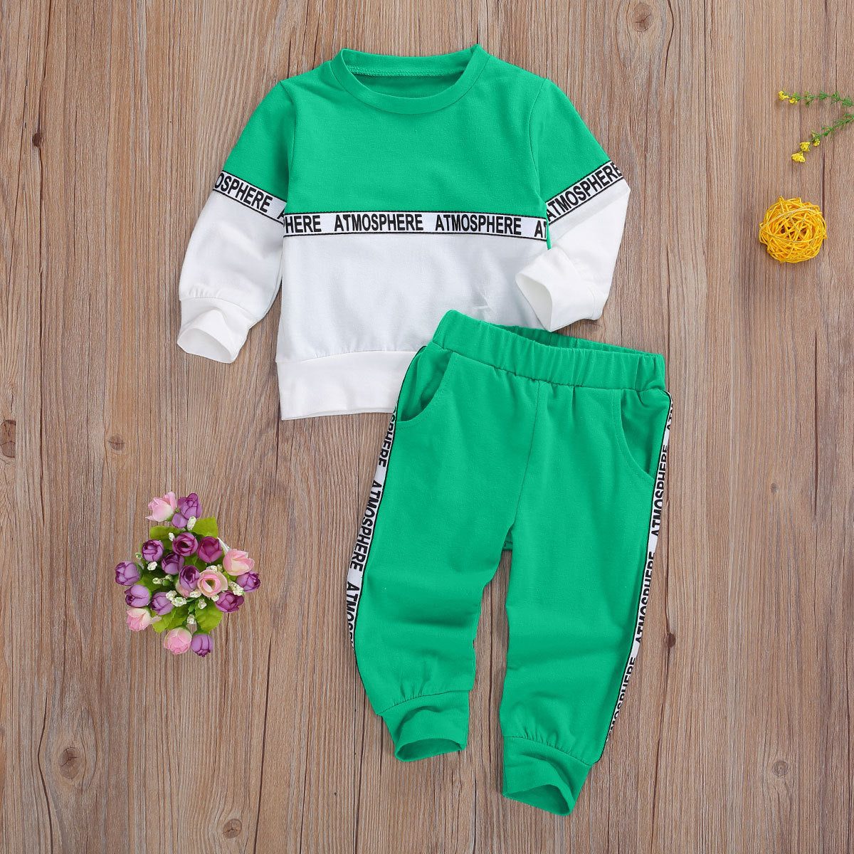 Boys Cotton Stretch Long Sleeve Letter Print Suit Set Kids