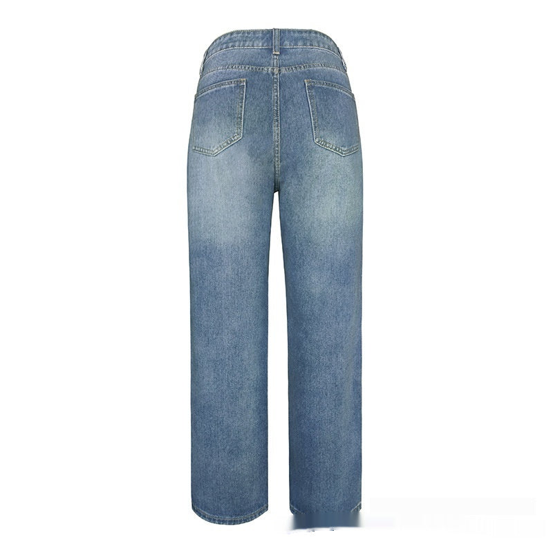 Women’s Washed Straight-Leg Casual Jeans