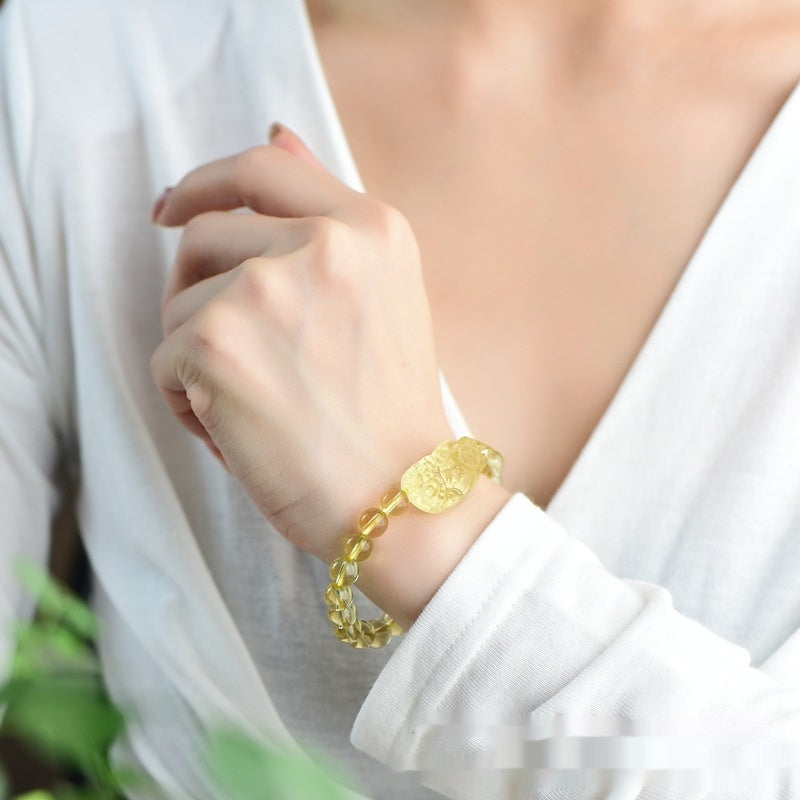 Fashionable And Individual Yellow Crystal Pendant Bracelet