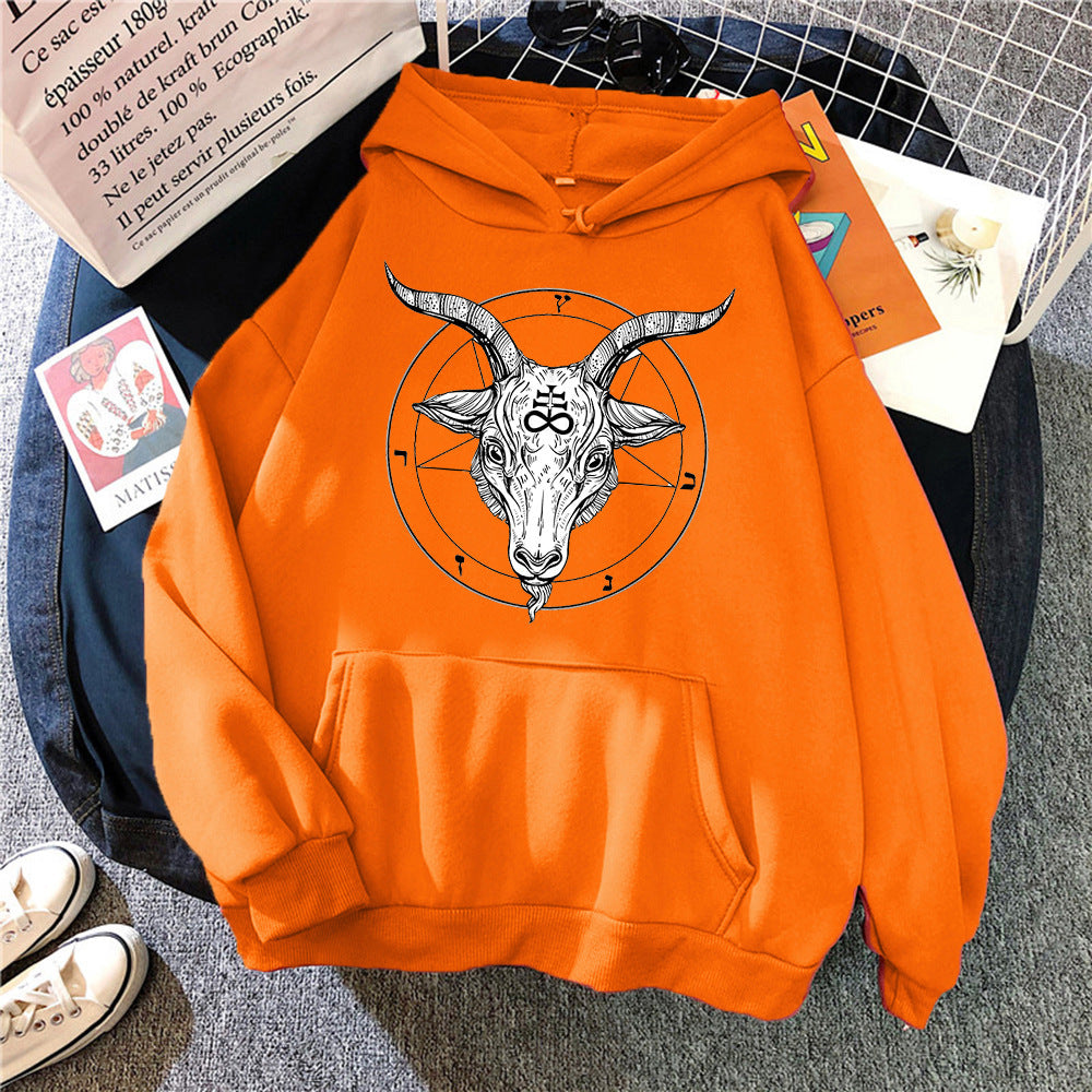 Demon Angel Sheep Head Sweatshirt Men Hooded Jacket