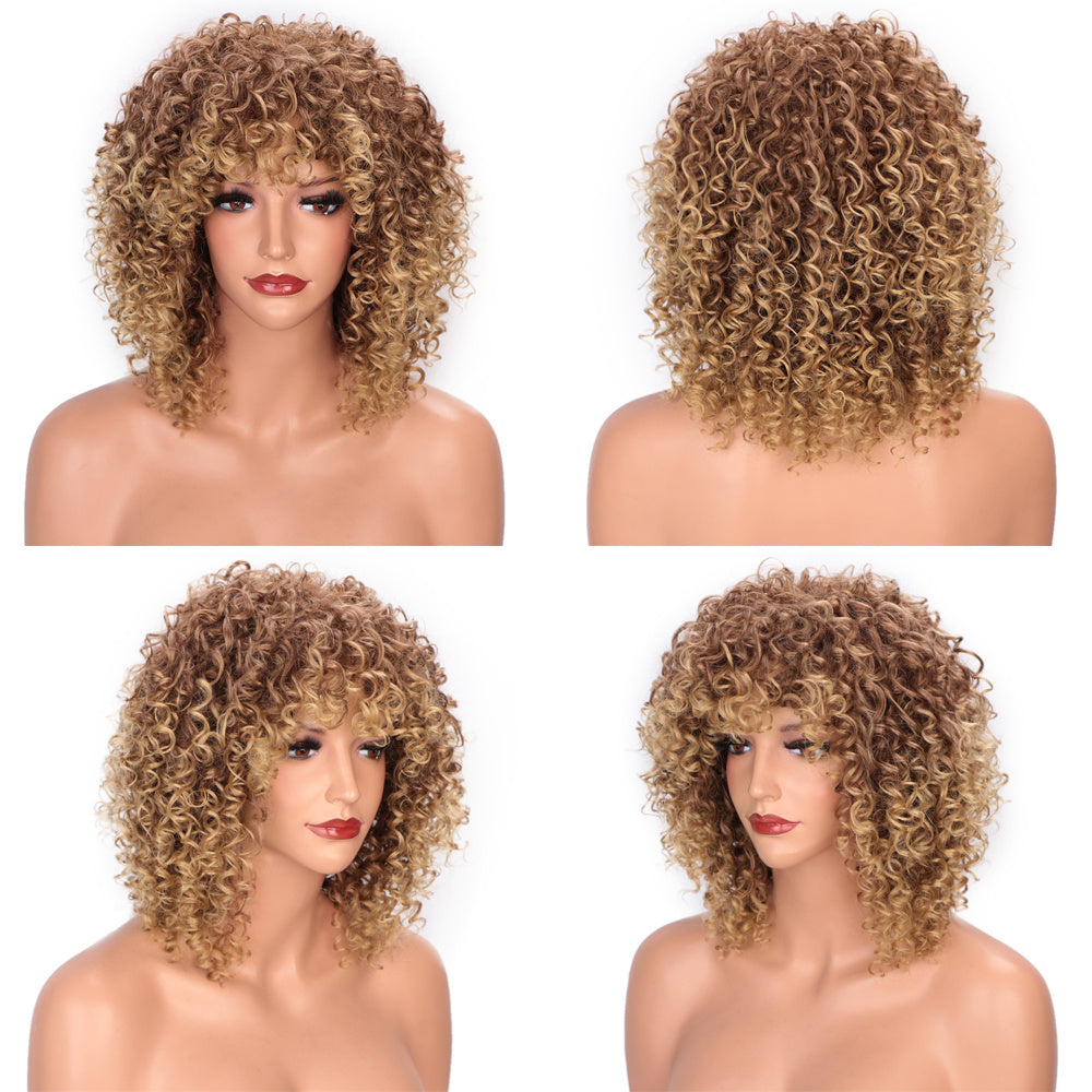 Wig female short curly hair headgear
