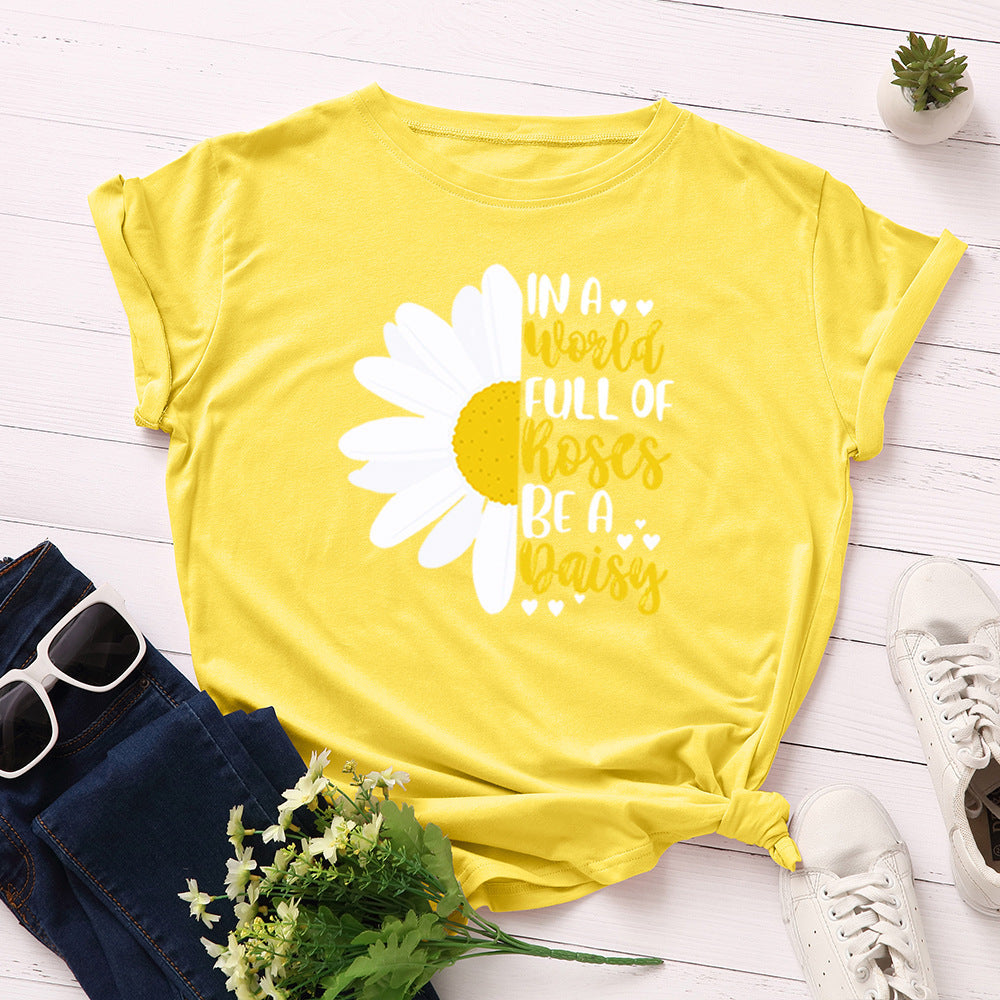 Women's Loose Round Neck Short Sleeve T-shirt Women Base