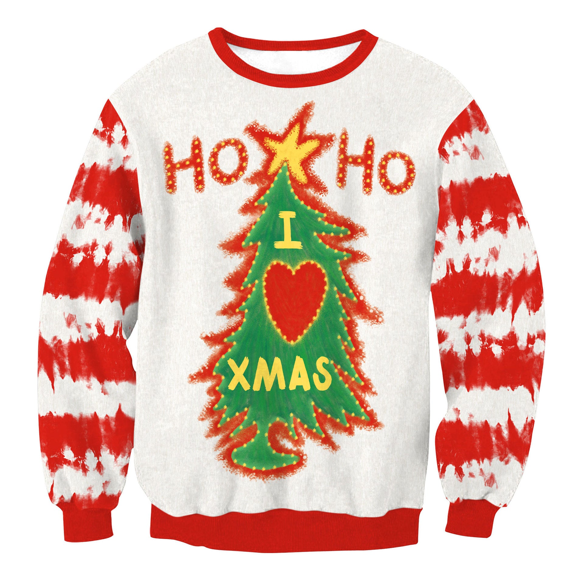 Men’s Fashion Christmas Tree Striped Digital Printing Couple Sweater – Street Style Holiday Wear