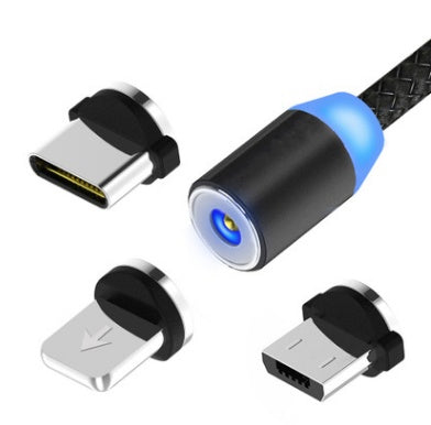 360° Rotating Magnetic Micro-USB Charging Cable – Fast Charge Phone Cord, LED, Nylon-Braided