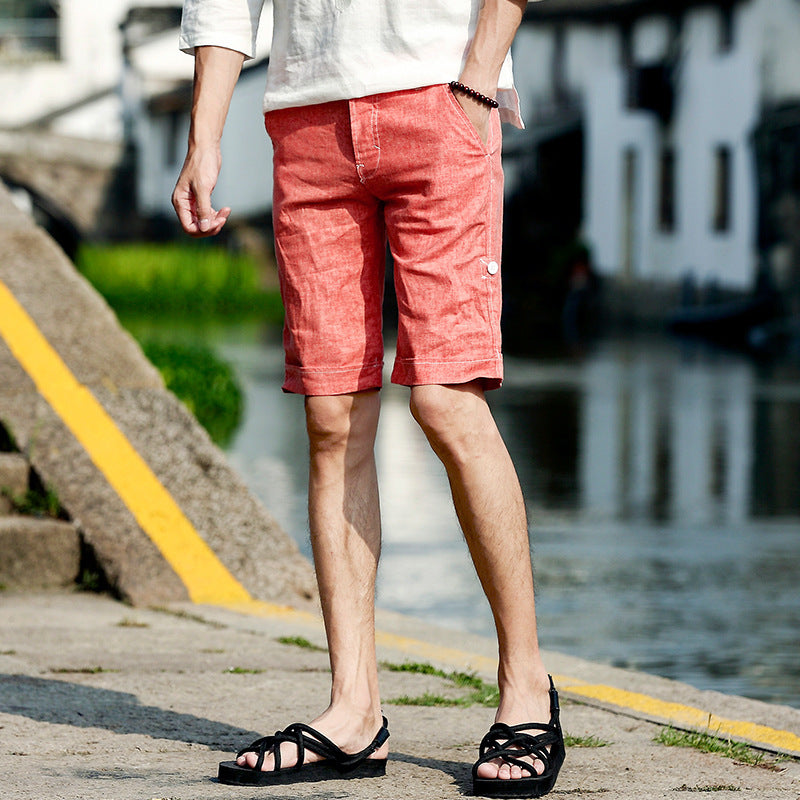 Men's Relaxed Linen Hemp Blend Shorts Lightweight Summer