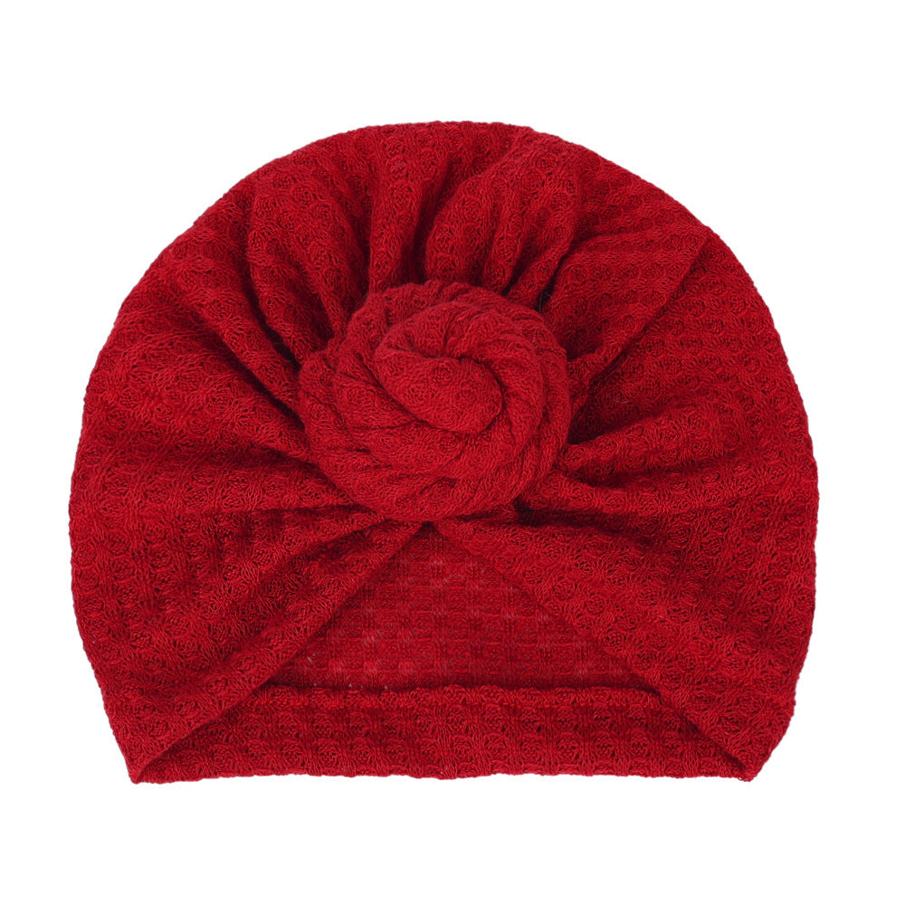 Children's Waffle Solid Color Baby Hat Elastic