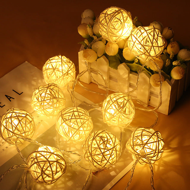 Rattan Ball LED String Lights Decorative Lighting