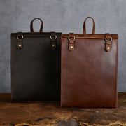 Men's Crazy Horse Leather Vintage Backpack Solid Color