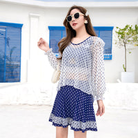 Womens blue and white dots