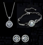 Elegant Women’s Alloy Plant and Flower Diamond-Set Earring and Collar Jewelry Set