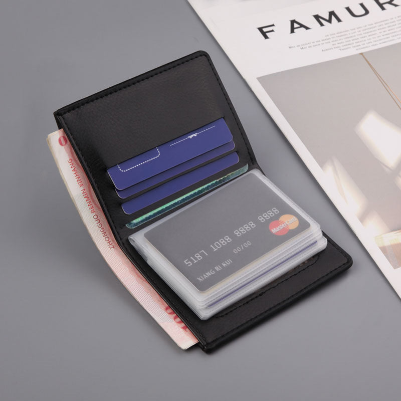 Men's Slim PU Leather Wallet Solid Card Holder With Slots