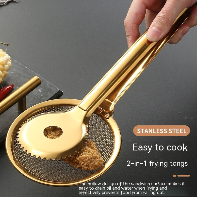 Stainless Steel Food Tongs – Frying & Food Filter Clip with Secure Grip