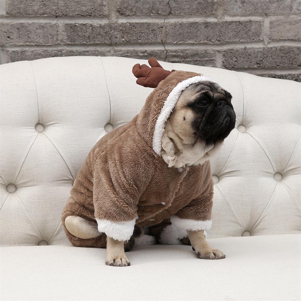 Elk-Patterned Double-Padded Dog Winter Coat
