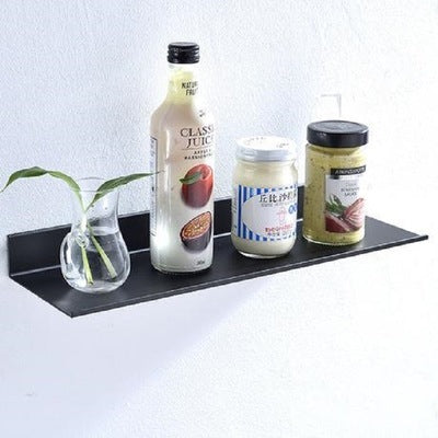 Black No-Drill Bathroom Shelf – Adhesive Wall-Mounted, Rustproof