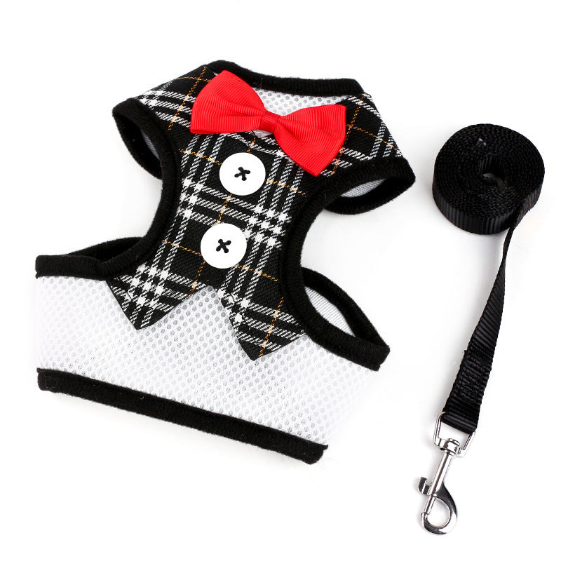 Small Dog Vest-Style Bow Evening Dress Harness
