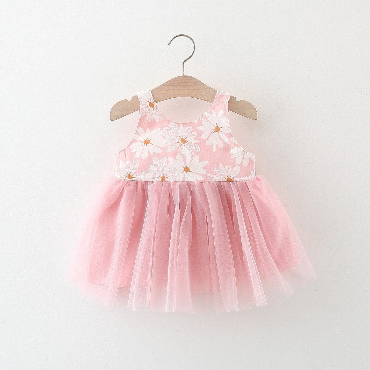Girls' Summer New Floral Mesh Slip Dress