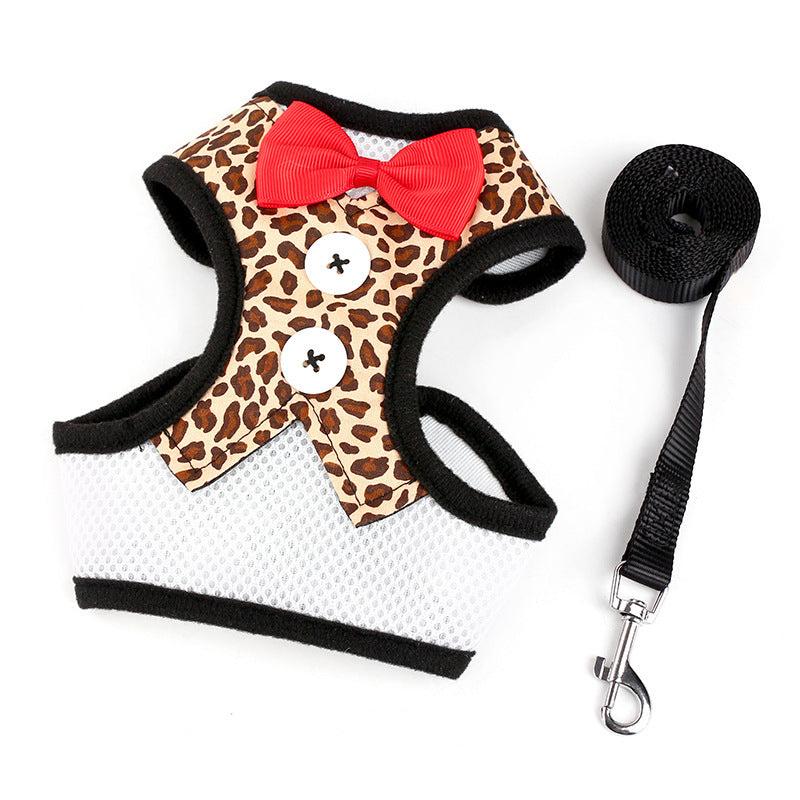 Small Dog Vest-Style Bow Evening Dress Harness