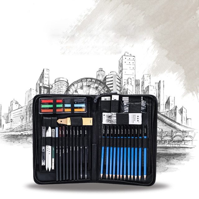 Sketch Drawing Color Pencil Set Charcoal Art Brush Set 72 Piece – Art Supplies for Drawing and Painting