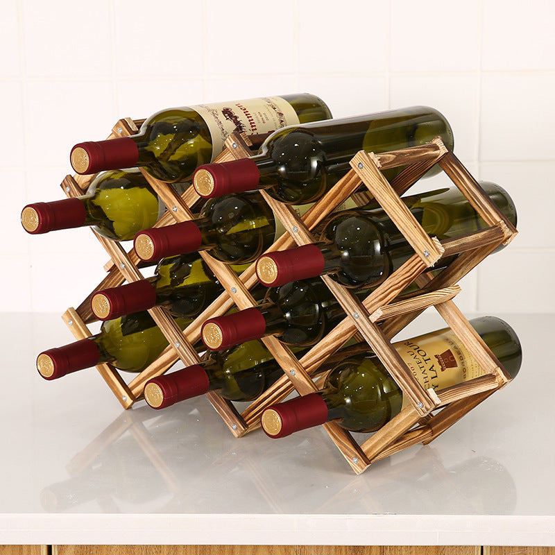 Folding Solid Wood Wine Rack – Portable, Space-Saving Bottle Holder
