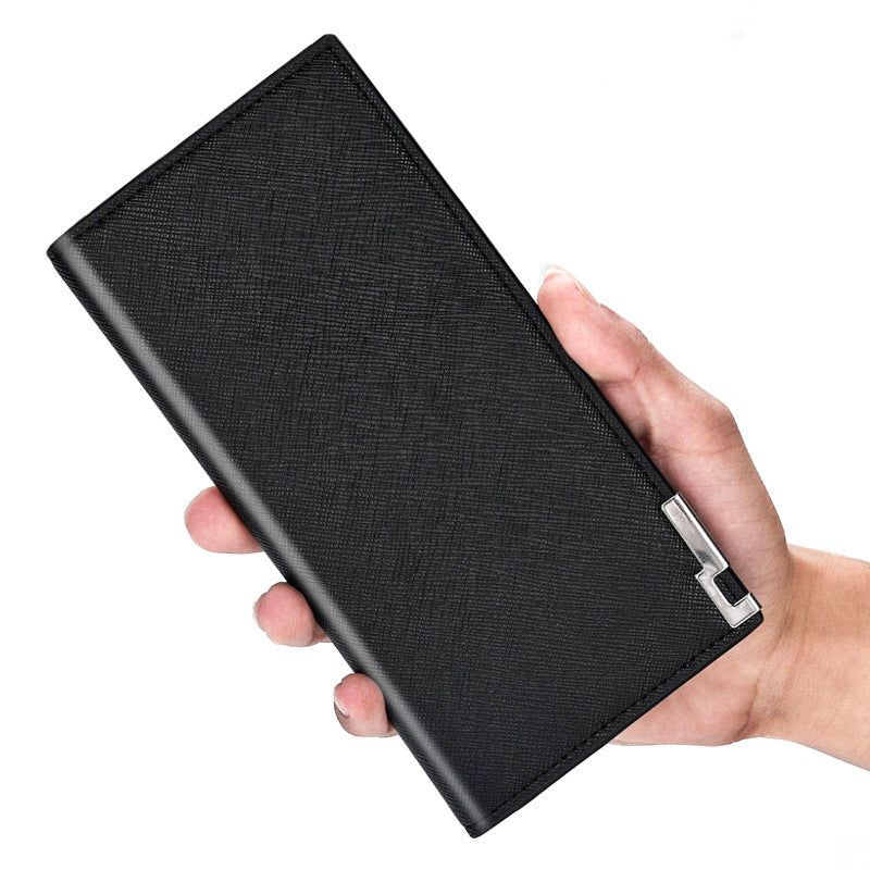 Men's PU Leather Vertical Card Case Wallet Slim Solid