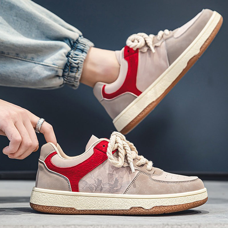 Men’s Lace-Up Casual Sneakers – Thick Sole Fashion Comfortable Breathable Walking Shoes