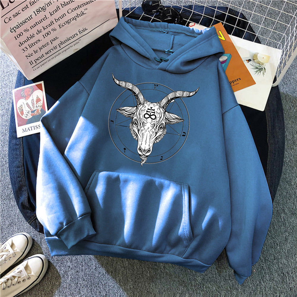 Demon Angel Sheep Head Sweatshirt Men Hooded Jacket