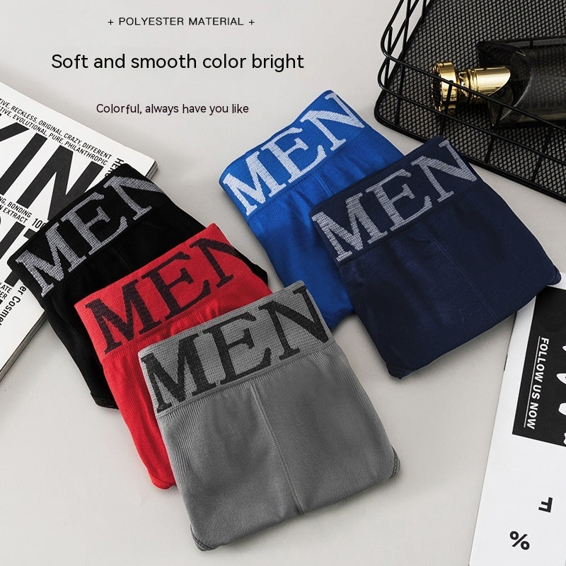Men's Polyester Briefs Breathable 3D Text Pattern Mid Rise