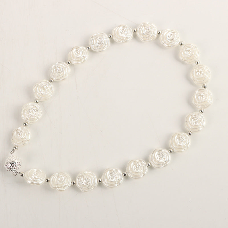 Unisex Pearl Chain Bracelet – Magnetic Snap Alloy Acrylic Design