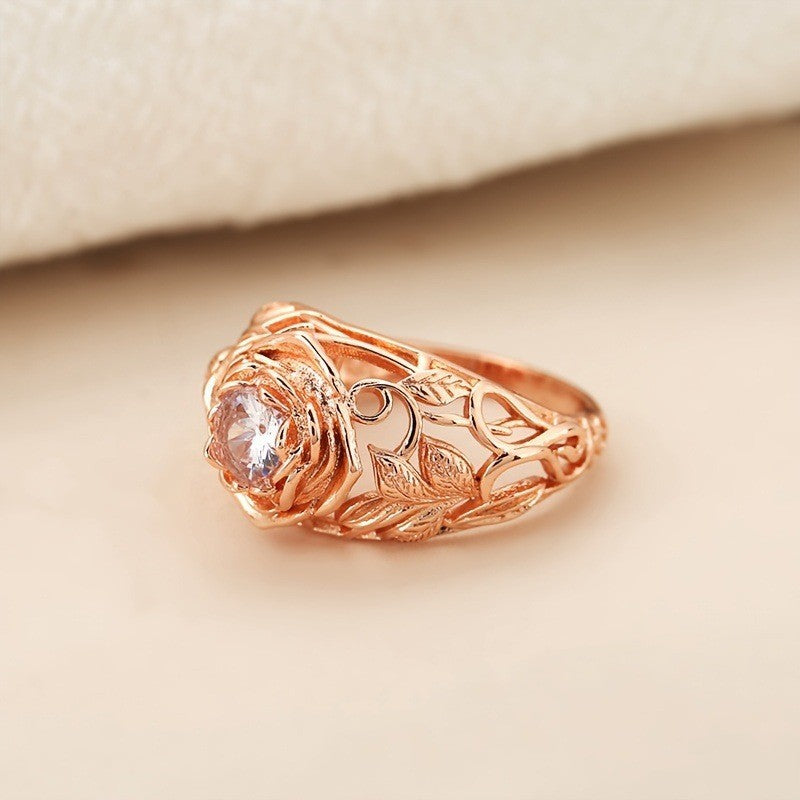 Fashion White Zircon Flower Ring