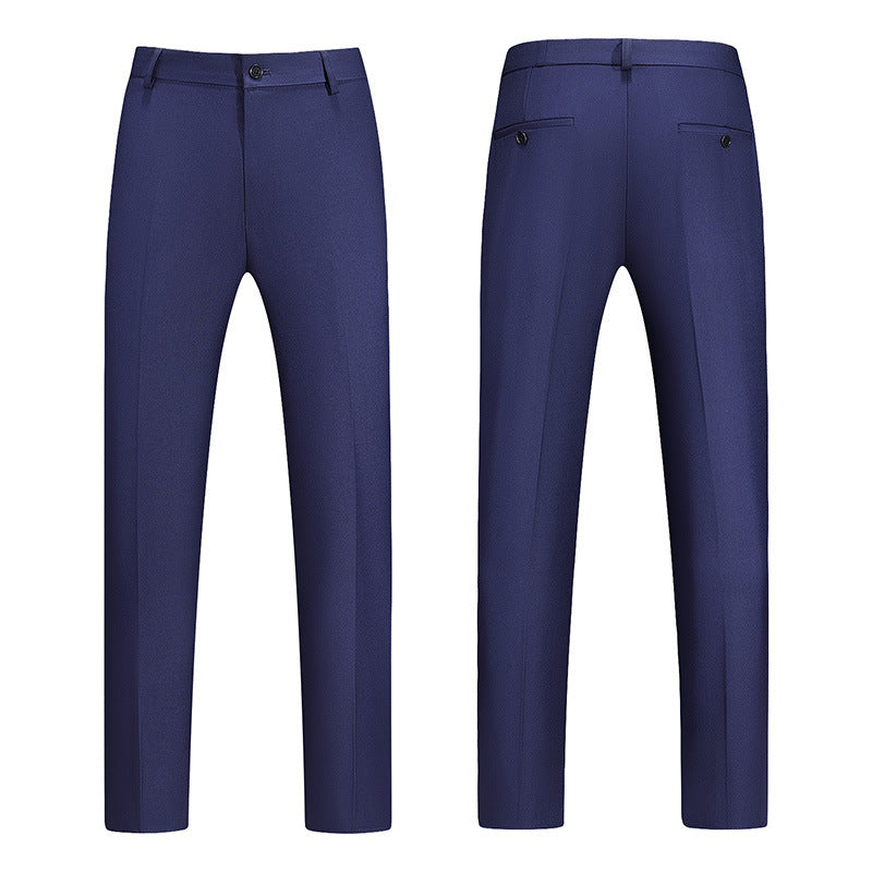 Boys Business Pants – Straight Solid Color Draping Effect Trousers