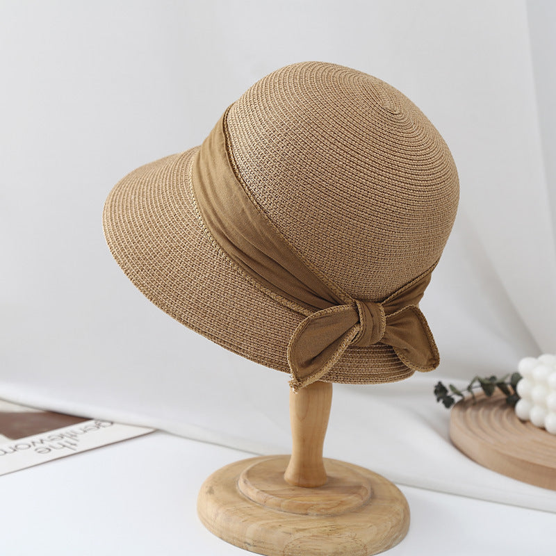 Simple Ribbon Bow Bucket Hat Women's Sun Hat