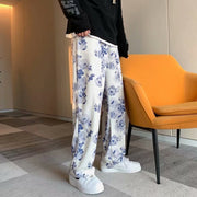 Women’s Tie-Dye Floral Wide-Leg Pants – Loose Casual Floor-Length Style