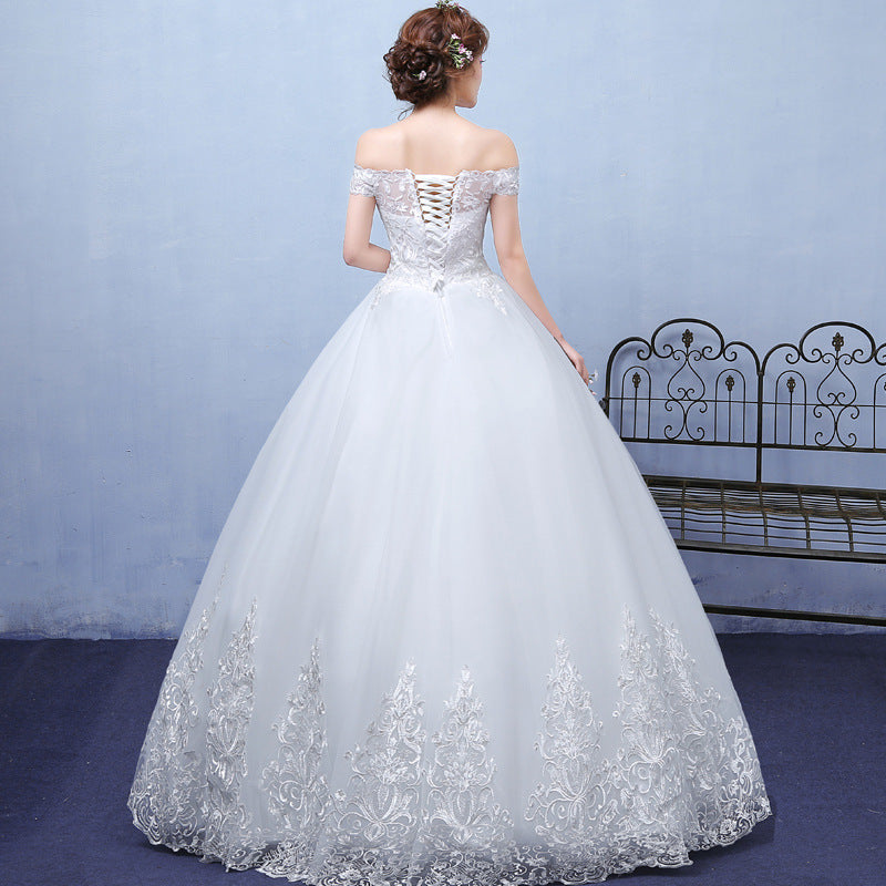 Elegant One-Shoulder White Lace A-Line Summer Wedding Dress
