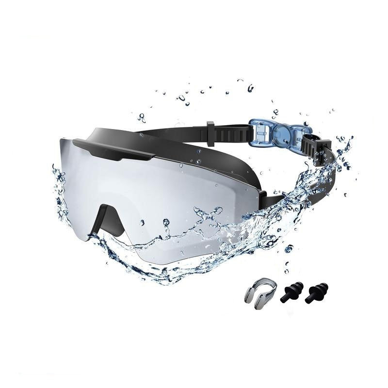 Plated Swimming Goggles Set with Nose Clip & Earplugs – Adult & Kids Models