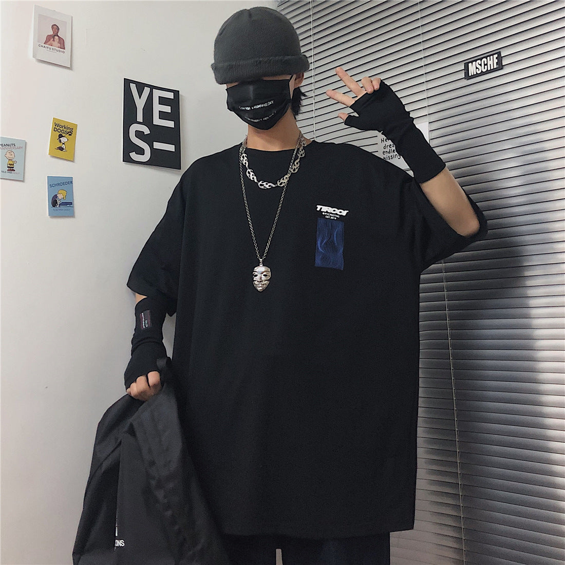 Letter print T-shirt couple