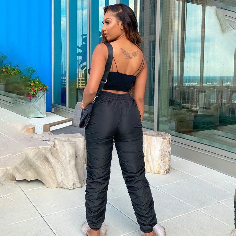 High Waist Guardian Sports Pants – Windbreaker Fabric Tight-Fit Trousers