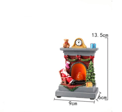 Christmas Resin Decorations Luminous Fireplace Small Night Lamp Decorative Ornaments
