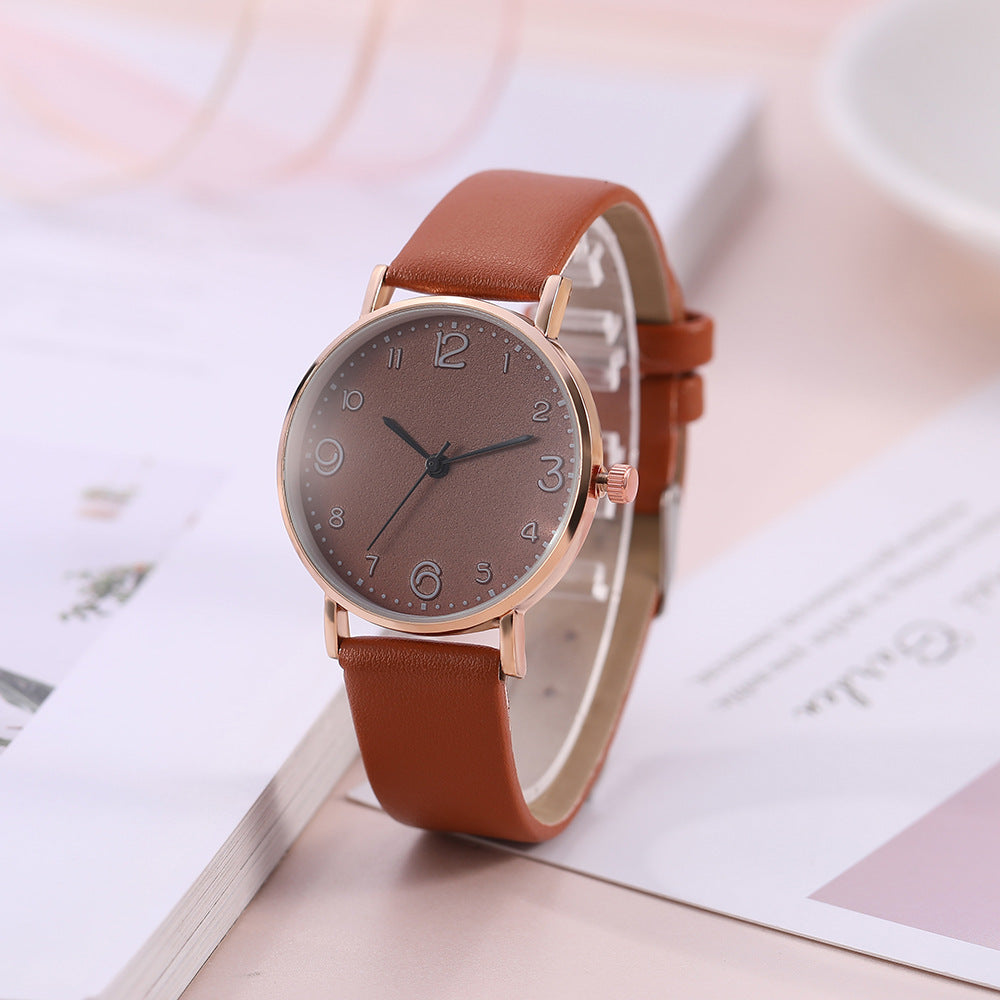 Unisex Imitation Leather Strap Quartz Watch Black Dial