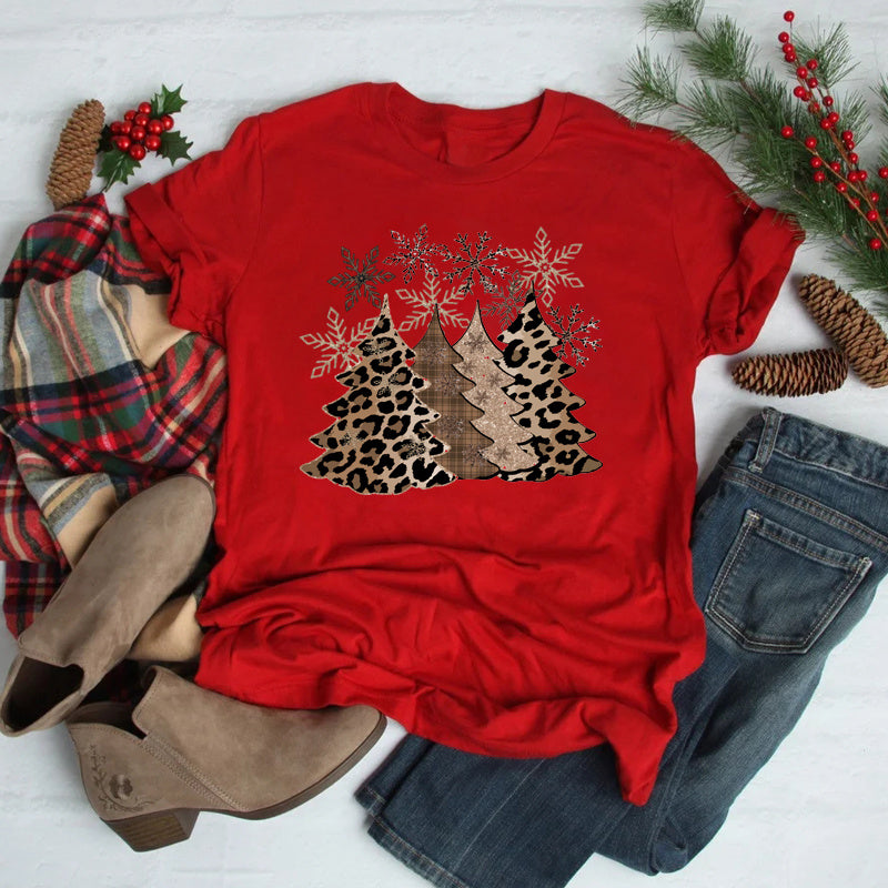 Unisex Christmas Tree T Shirt Relaxed Fit Polyester