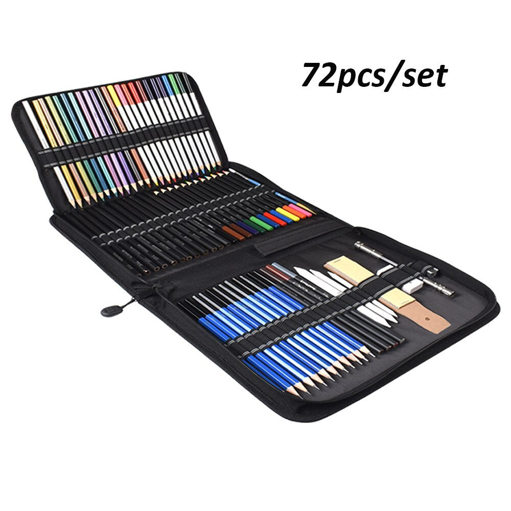 Sketch Drawing Color Pencil Set Charcoal Art Brush Set 72 Piece – Art Supplies for Drawing and Painting