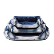 Retro Striped Canvas and Plush Luxurious Square Pet Sofa Nest