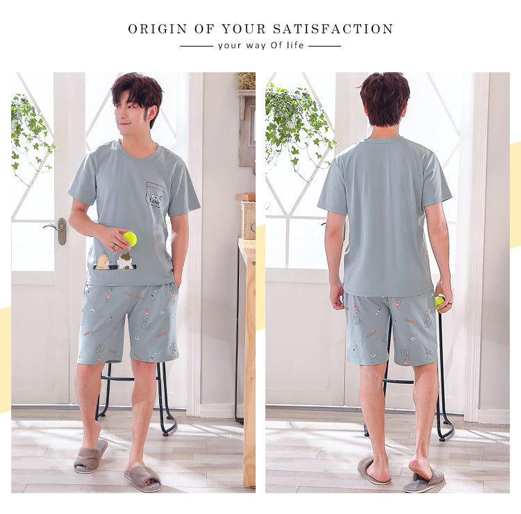 Men's casual short sleeve home service suit