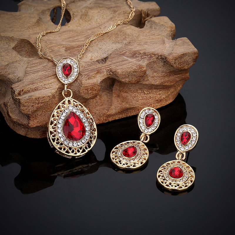 Crystal Drop Earrings Necklace Set Dress Accessories
